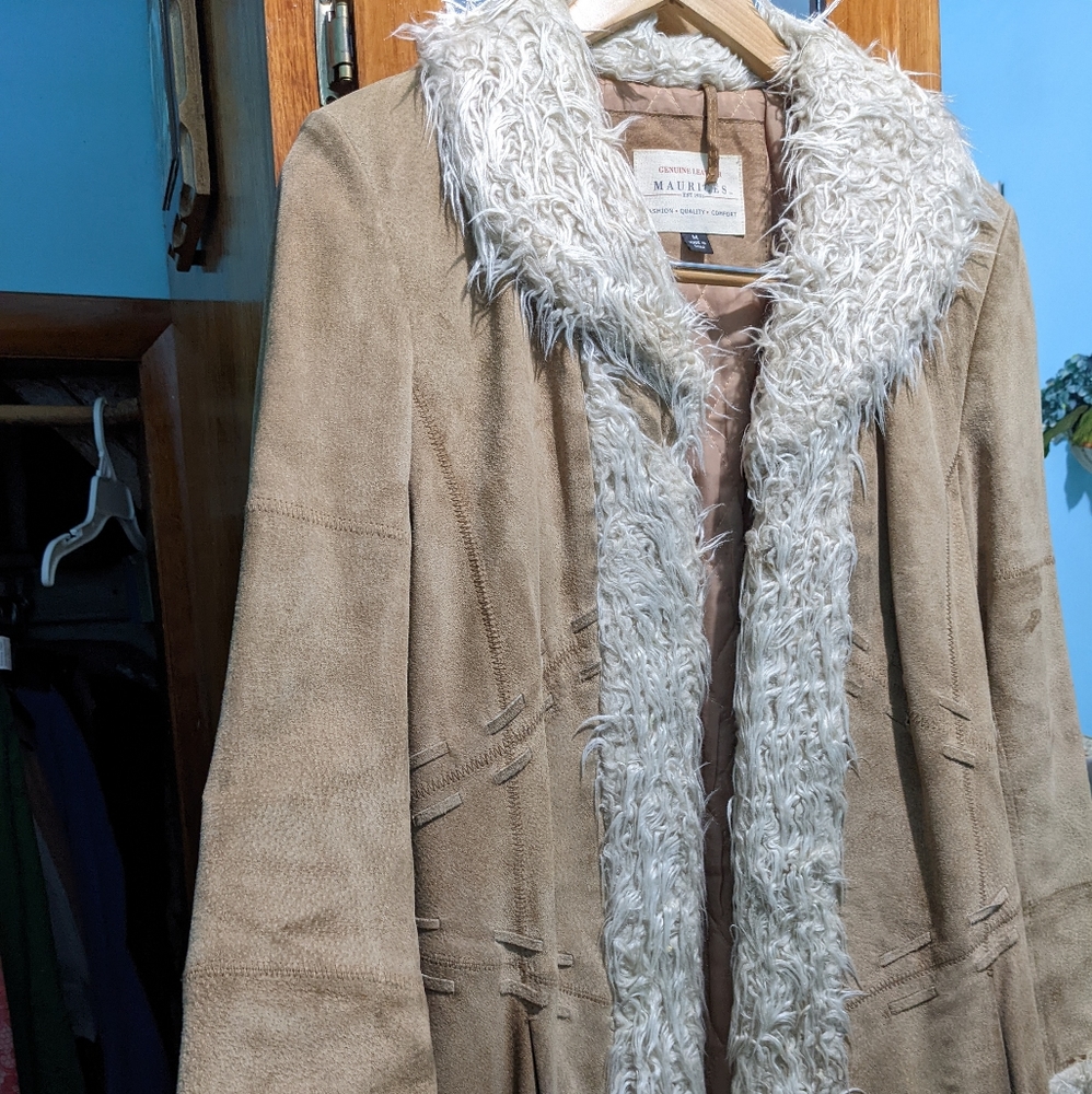 coat suede leather tan medium Maurice's